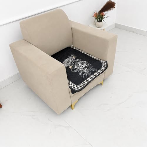 Image of Homerz 'Brooklyn Series' Premium Sofa Cover | Quilted Floral Design | Non-Slip Washable Sofa Protector | Soft Anti Slip Fabric (Ny Grey, 1 Seater, Only Seat Cover)