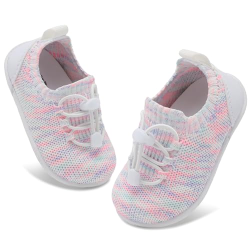 Image of FEETCITY Baby Shoes Boys Girls First Walking Shoes Infant Sneakers Crib Shoes Breathable Lightweight Slip On Shoes
