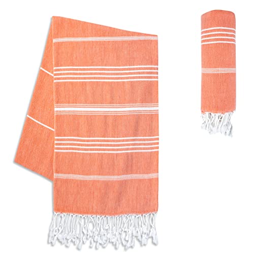 LAYNENBURG Serviette de Plage avec Franges - 100% Coton - Serviette de fouta hammam 100x200 cm - Oeko-TEX 100 - Peshtemal Grande - Serviette de Sauna & Drap de...