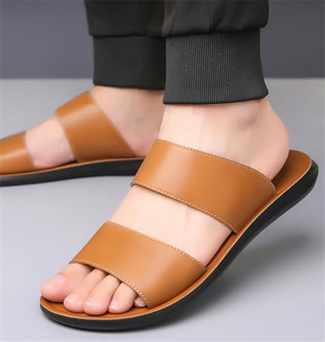 Fashion Mens Slide Sandal Indoor and Outdoor Leather Slip on Athletic Slipper Quick-Dry4