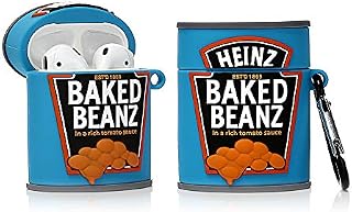 Derhom Airpods Silicone Case Funny Cute Cover Compatible for Apple Airpods 1&2[Beverage Can Series] (Baked Bean Sauce)