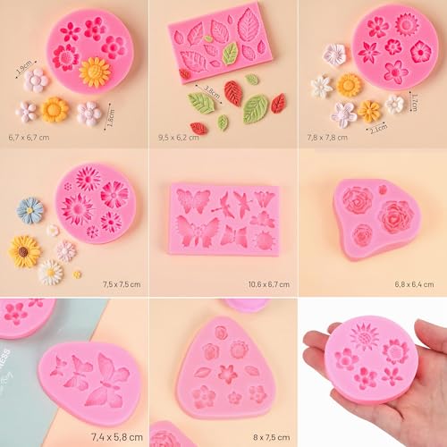 Miniatura 2 de 8pcs Molde De Silicona Para Fondant, Moldes De Silicona Reposteria Flores, Para Manualidades Porcelana Fria, Pasteles, Jabón, Bricolaje, Chocolate, Vela