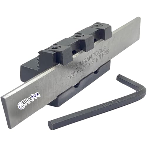 BLUEFOX TOOLS Lathe Adjustable Type Parting Cut Off Tool Holder 10mm Shank With 3/4 HSS Blade | Metal Lathe machine | T Type Cut Off Quality | Steel Tool - Hardened and Precisely Ground