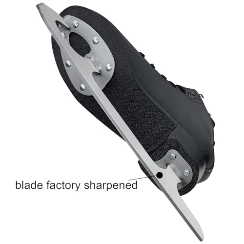 AhmyLion Figure Ice Skates for Beginners - White Comfortable Leather Ice Skates for Women, Men, Boys & Girls (Size Up 1 Size) (Black, Womens Size-8/Mens Size 6.5) by AhmyLion - Image 5