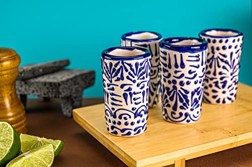 Mextequil 1234 Talavera Shot Glasses Set Of 4 Authentic Mexican Tequila Shot Glasses thumb #1