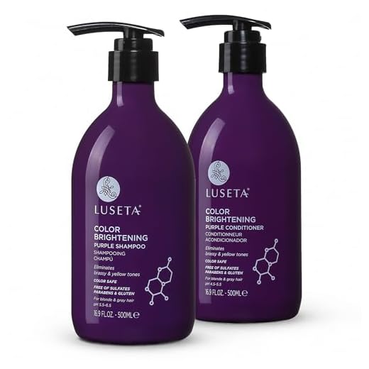 Luseta Purple Shampoo and Conditioner Set for Blonde, Gray - Color Treated Hair - Sulfate Free Paraben Free - Infused with Cocos Nucifera Oil for Curly and Damaged Hair - 2x16.9oz
