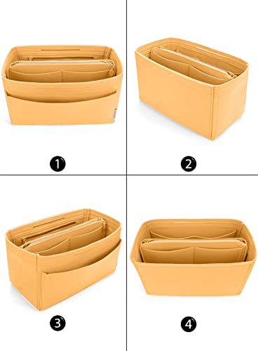Image of LEXSION Felt Purse Bag Organizer Insert with zipper Bag Tote Shaper Fit Speedy Neverful PM MM, Light Yellow, Medium