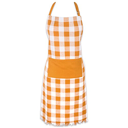 Dii Heavyweight Woven Fringed Check Plaid, Apron, Pumpkin Spice #TOP24