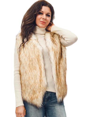 Aukmla Women'S Faux Fur Vest Short Sleeveless Coat Jacket Winter Warm Waistcoat Outwear For Spring Autumn And Winter  cover