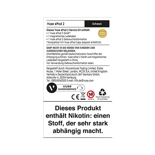 VUSE ePod 2, E-Zigaretten Starterkit mit Zugautomatik, Stylisches und handliches Design, Mit Schnellaufladefunktion… – Bild 3