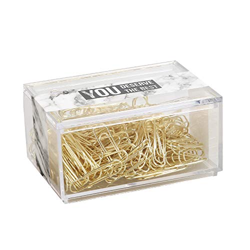 MultiBey Gold Paper Clips Marble Pattern Series Non-Skid Smooth Finish Steel Wire Medium Large Size (28mm)