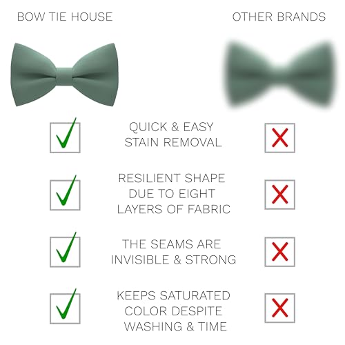 Image of Bow Tie House Mens Bowties Pre-tied Shape Clip on Bowtie Solid Men Formal Wear for kids, baby boys, toddler any age bow ties