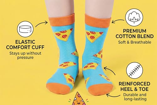 Crazy Socks for Kids Boys Socks 10-12 Years Old Silly Funny School Dress 6-8 Fun Pizza Sock Birthday Christmas Gift — view 4