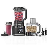 Ninja 3-in-1 Detect Power Blender Processor Pro, Powerful 1200W Blender, Food Processor Bowl, Dough Blade, 1x Single Serve Cup, Jug, Make Pizza Dough, Blend, Chop & Mix, Black, TB401UK