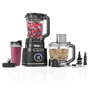 Ninja 3-in-1 Detect Power Blender Processor Pro, Krachtige 1200W-Blender, Keukenmachinekom, Deegmes, 3x Beker Voor Eén Portie, Kan, Maak Pizzadeeg, Blend, Hak & Mix, Zwart, TB401EU