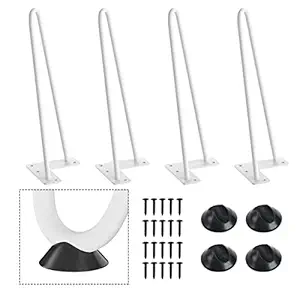 SMARTSTANDARD 12 Inch Heavy Duty Hairpin Furniture Legs, Metal Home DIY Projects for TV Stand, Sofa, Cabinet, etc with Rubber Floor Protectors White 4PCS