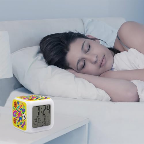Reloj de escritorio a pilas con escena pop y luces LED para dormitorios modernos 6