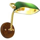 E27 Leuchtmittel Bettleuchte: Die Retro Bankerlampe ist im auffälligen Stil von Arbeitsleuchten der 20er Jahre gehalten, Max 1 x 40 Watt (Lieferung ohne Leuchtmittel), UnterstüTzung Halogenlampe / Energiesparlampe / GlüHlampe / LED-Lampe, Spannung: 220-240V.