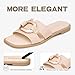 FITORY Women's Flat Sandals Fashion Square Open Toe Slides With Metal Chain Slippers for Summer Size 8 Beige