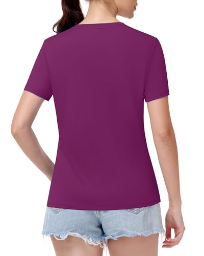 Image of Runhit Womens Workout Tops Short Sleeve UPF 50+ Athletic Sun Shirts Quick Dry V Neck T-Shirt Moisture Wicking Gym Hiking Tee