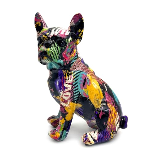 Estatua de Bulldog Francés en Resina Colorida 5.5x4.3x7.7 in miniatura 2