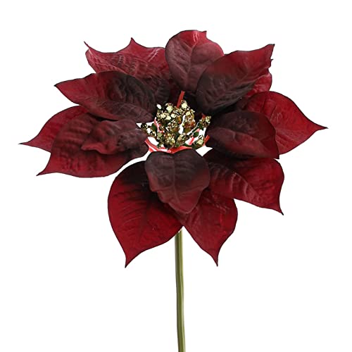 RAZURE 10 palillos de flores artificiales de Pascua de Navidad, flores rojas de Navidad de 12 pulgadas con tallo para Navidad, manualidades, jarrón, decoración del árbol de Navidad (rojo vino)