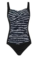 Aidotop Womens One Piece Swimsuit Tummy Control with Ruched Monokinis Tribal Swimsuits (Stripe, L)