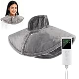 KBIBCK Almohadilla térmica para cuello y hombros, 57x34cm, 9 niveles de calor y 4 opciones de temporizador, apagado automático tras 90 minutos, calentador de cuello y hombros
