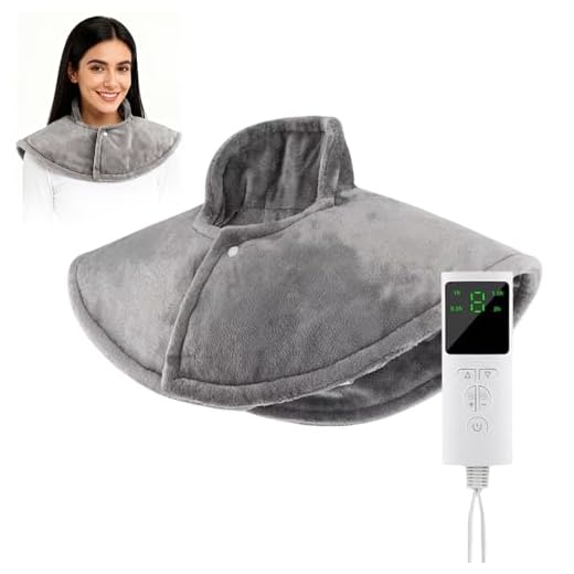 KBIBCK Almohadilla térmica para cuello y hombros, 57x34cm, 9 niveles de calor y 4 opciones de temporizador, apagado automático tras 90 minutos, calentador de cuello y hombros