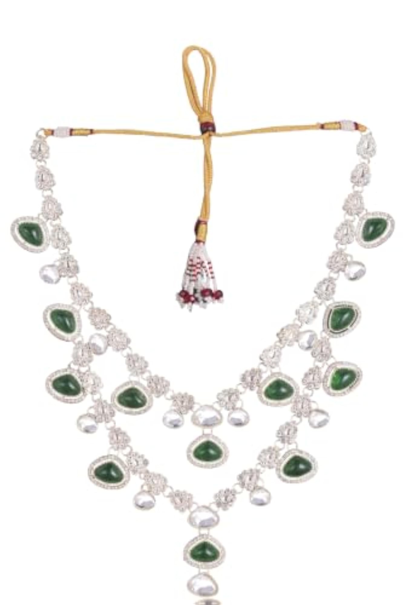 Men's Emerald Green & Kundan Stone Groom Necklace