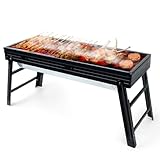 BBQ Barbecue Grill, Portable Foldable Charcoal Grill for Outdoor, Stainless Steel BBQ Tabletop Smoker for Picnic, Garden, Camping, Hiking