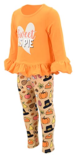 Unique Baby 2 Piece Girls Leggings Outfit with Long Sleeved Shirt Ruffle Waist and Cuff Kid and Toddler Clothes Set2