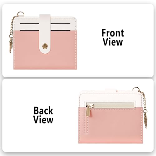 Image of Airkit Small Wallet Women RFID, PU Leather Card Holder with Keychain | Slim Compact Zipper Coin Purse for Ladies, Travel Holiday Gifts for Mom, Cute Mini Bifold Wallets