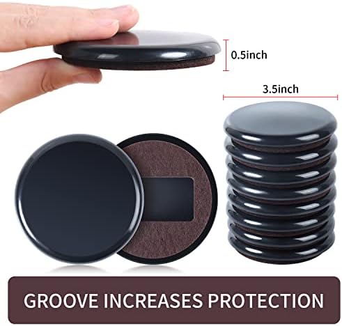 15 Pack Furniture Sliders, Round Furniture Moving Slider and castor sliders - caster cups to protect carpet, Black- MAYZOLOP