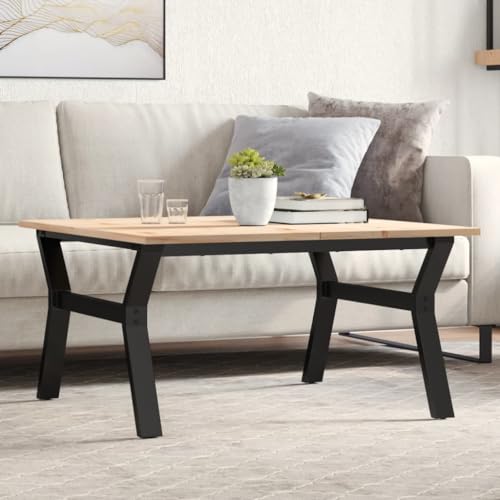 Snsowed Mesa de Centro Marco Y Madera Maciza Pino y Hierro 80x80x45 cm, Mesa Baja Salon, Mesa Centro Salon, Mesa Auxiliar, Mesa Cafe, Mesita Salon, Muebles De Salon Modernos - 3282707