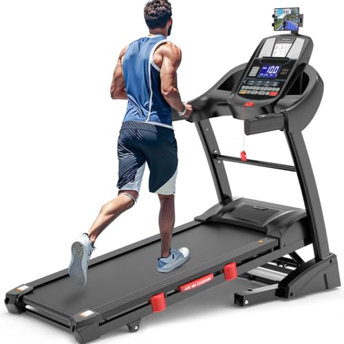 Image of Portable Treadmill 300lbs Capacity, 4.5 HP Folding Treadmill for Home w / 15% Auto Incline, 64+3+3+1 Programs, APP Control, Exercise Equipment with HiFi Speakers, Pulse Sensor, Adjustable iPad Holder