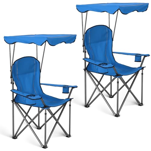 ALPHA CAMP Heavy Duty Canopy Camping Chairs with Adjustable Sunshade