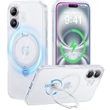 【2025最高傑作&定点360度回転】CASEKOO iPhone 16 用 ケース 米軍MIL規格 耐衝撃 MagSafe対応 高耐久性【横縦両立・角度自由調整】 最大25W急速充電対応 指紋防止/マット仕上げ/黄変防止/半透明 超強磁力 ラップホール付き ワイヤレス充電対応 アイフォン16 用ケース 6.1インチ「MagicStand Pro」(マットクリア)