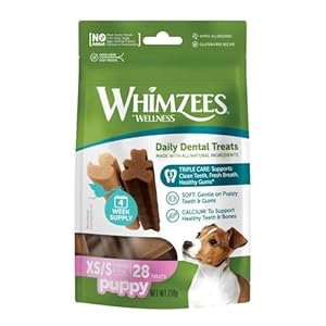 【ワンちゃん用】ウィムズィーズ 子犬用ハミガキおやつ パピーXS/S（体重2-9kg）28個入 704円（25.1円/個）（616円、22.0円/個）！プライム会員は送料無料！