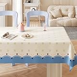 Hiseng Wachstuch Tischdecke Rechteckig, Wasserdicht Kunststoff Tischwäsche PVC Tischdecke Outdoor Tischtuch Abwaschbar für Wohnzimmer, Balkon (Blau,140x200cm)