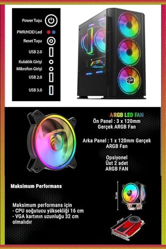 Zeiron Prime X90 Ryzen 5 5500 32Gb 1Tb M.2 Ssd Rtx3050 23.8" 165Hz Oyuncu Masaüstü Bilgisayar Uyumlu - Görsel 3