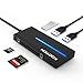 KOOTION USB 3.0 Hub, Ultra Slim 3-Port USB 3.0 Data Hub with SD/TF Card Reader Ports and LED Indicator, Black