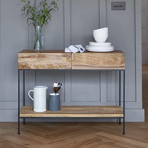 Mesa consola de madera de gama sofisticada con patas de hierro dorado pulido 5