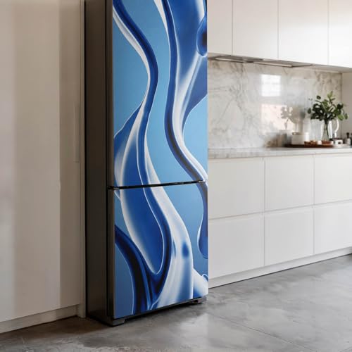 Décalcomanie sticker couvrant entièrement frigo 60x190 vagues fluides