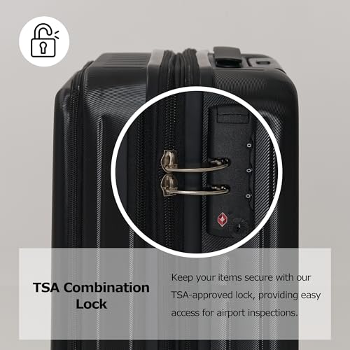 Carry-on Luggage by MAITO - Hardside Lightweight Carry on Luggage with Spinner Wheels, Laptop Compartment, Built-In Phone & Cup Holder - 20-inch 22L Expandable to 29L, Airline Approved TSA Lock