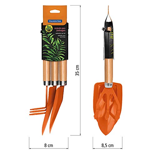 Tramontina Conjunto Para Jardim 3 Peças, Cabos De Madeira, Embalagem Plástica