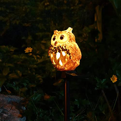 Juliahestia Garden Owl Decor Solar Stake Outdoor Yard Statue For Outside Decorations Lawn Ornament Patio Decorative Figurines Cute Small Horned Landscaping Backyard Owl Gifts Light #TOP4