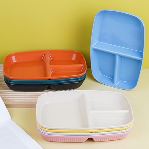 Image of Wheat Straw Plastic Dinnerware Unbreakable Dinner Plates for Dessert, Pasta, Cereal, Camping Dishes for Daily Use Microwave & Dishwasher Safe Dinnerware Sets Tray (Nordic Blue, Pack of 4)