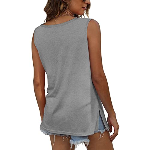 Camisa regata com botões, elegante respirável e elegante fenda lateral sem mangas para trabalho de e