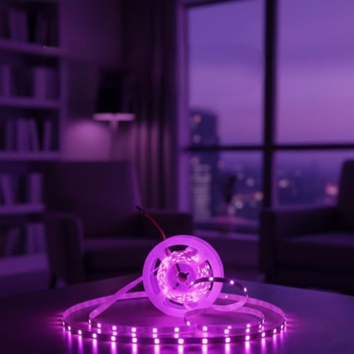 Image of LED Strip Light for Home Decoration | Waterproof Adhesive Cove Lighting for Ceiling, Cabinet & Festive decor, 5 mtrs. (Pink, 60 LED per Meter)